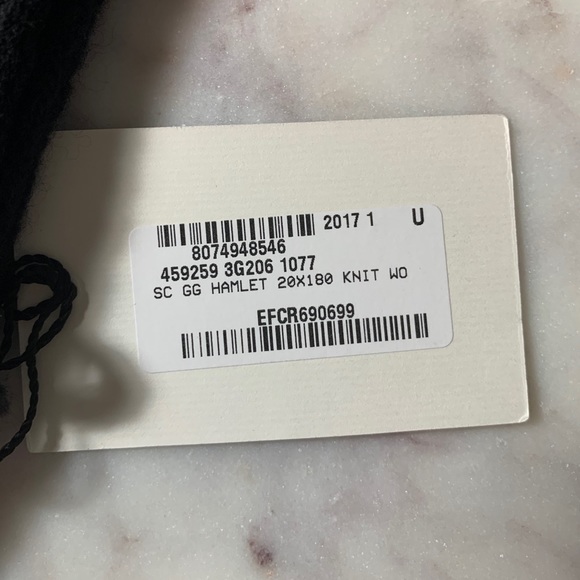 Gucci Wool GG Hamlet Skull Ghost Scarf Black White - Picture 3 of 4